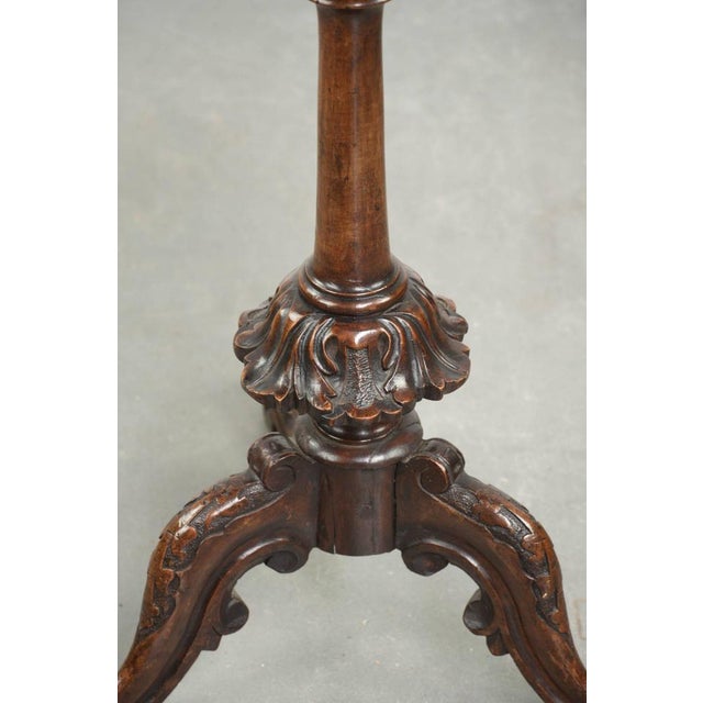 Brown Antique Round Carved Side Table For Sale - Image 8 of 13