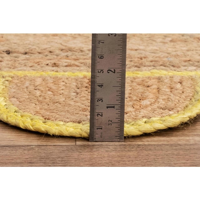 Yellow Trim Jute Scallop Braided Hand Made Bohemian Rug 8'x10' For Sale - Image 9 of 12