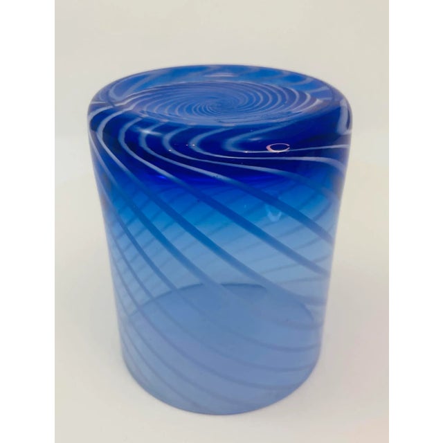 Cobalt Blue Drinking Glassware Set of 4 Spiral Lowball Italy 1980s For Sale - Image 12 of 12