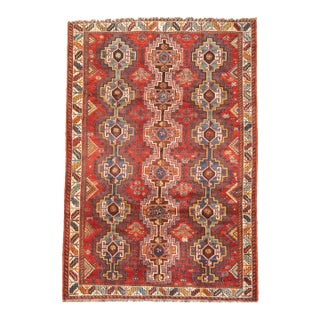 Vintage Hand-Knotted Persian Qashqai Rug 5'9" X 8'5" For Sale