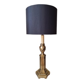 Vintage Ethan Allen Laurel Motif Brass Lamp For Sale