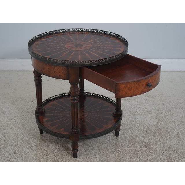 Traditional Theodore Alexander Inlaid 2 Tier Mixed Wood End Table For Sale - Image 3 of 18