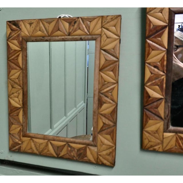 Art Deco Bamboo Inlaid Mirrors, 1930, Set of 2 For Sale - Image 4 of 7