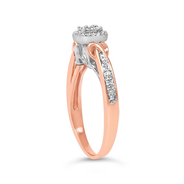 Haus of Brilliance 14K Rose Gold Plated Sterling Silver 1/6 Cttw Diamond Knot Cluster Ring - Size 7 For Sale - Image 4 of 6