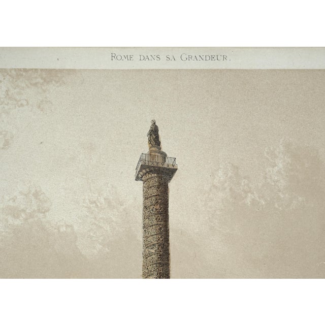 Antique Rome Lithograph Piazza Colonna Benoist Italian Architecture Grand Tour Framed Wall Art 19th Century For Sale In Philadelphia - Image 6 of 6