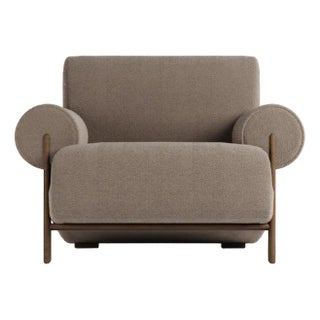 Paloma Armchair in Boucle Brown and Smoked Oak Designed by Bernhardt & Vella for Collector For Sale