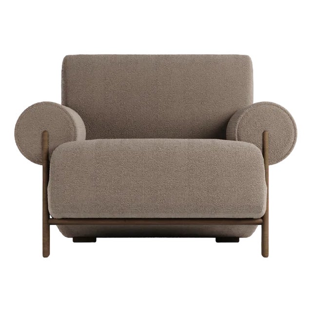 Paloma Armchair in Boucle Brown and Smoked Oak Designed by Bernhardt & Vella for Collector For Sale