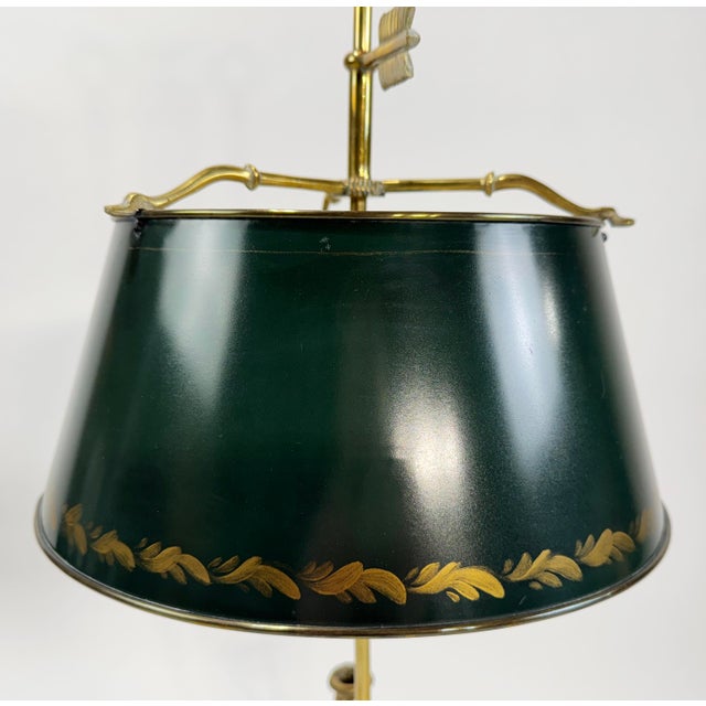 Brass Vintage Chapman French Empire Style Brass Swan Bouillette Lamp With Tole Shade For Sale - Image 8 of 10