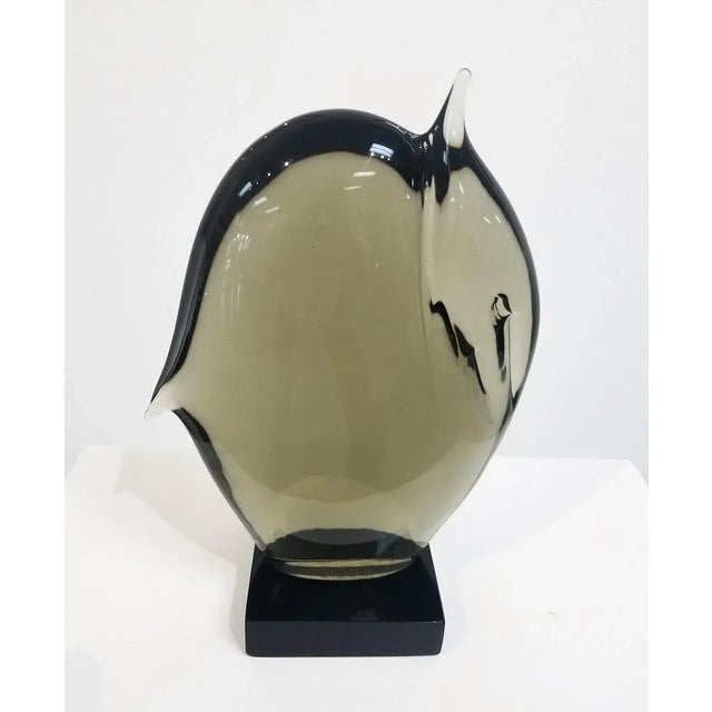 Offered for sale is an incredible solid, smoky glass sculpture by one of the best Maestros of 20th century. Signed “E....