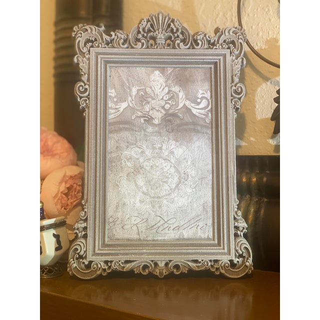French Provincial One-of-a-Kind French Country Style Decoupage Art With Hand-Painted Ornate Frame For Sale - Image 3 of 7