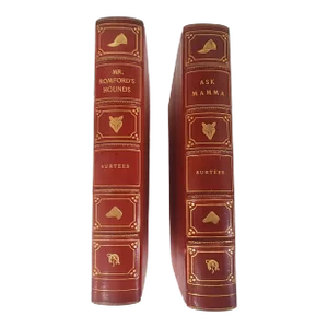 Antique Leatherbound Volumes by r.s.. Surtees: Ask Mamma and Mr. Romford's Hounds- Set of 2
