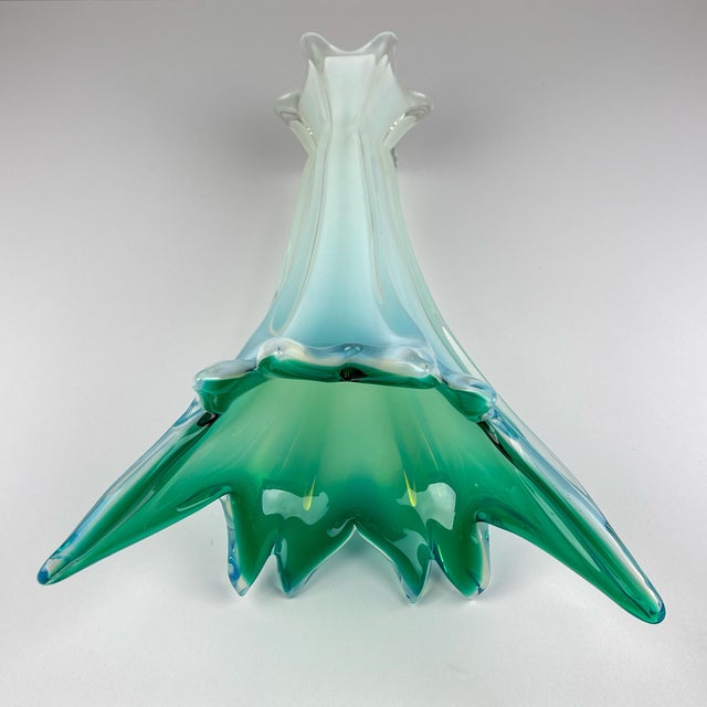 Vintage Large Green-Blue Murano Vase, Italy, 1970s For Sale - Image 9 of 18