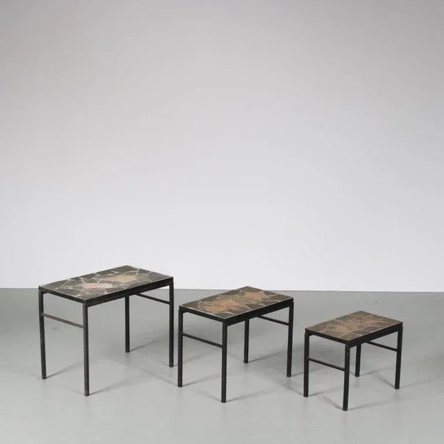 Nesting Tables with Stone Tops, the Netherlands, 1960s, Set of 3 For Sale - Image 3 of 9