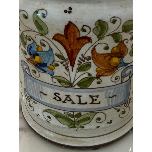 Rustic European Italian,Majolica ,Hand Painted,Lidded Canister,Jar. For Sale - Image 3 of 4