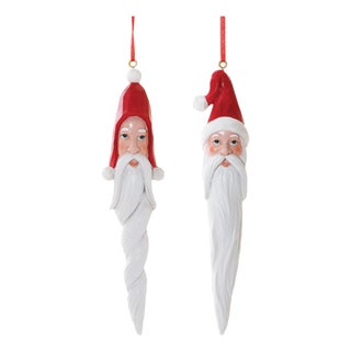 Carved Santa Drop Ornament (Set of 6) For Sale