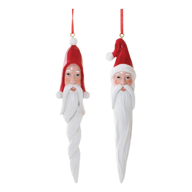 Carved Santa Drop Ornament (Set of 6) For Sale