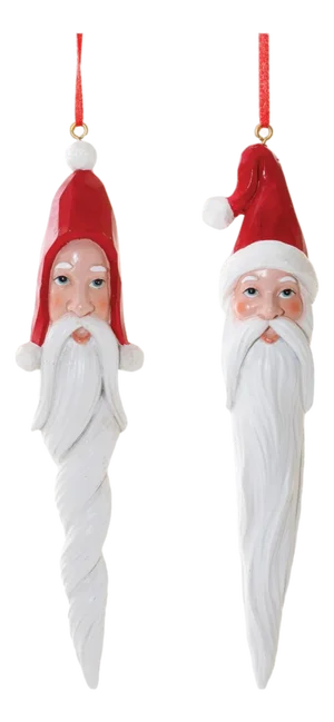 Carved Santa Drop Ornament (Set of 6)