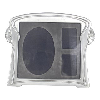 Vintage Art Nouveau Pewter Picture Frame 5.5”x6” Large, Three Photo Seagull Canada, Easel, Table Top Photograph Portrait Pf 901 For Sale