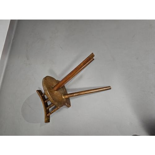 Brown Vintage Farmers Tripod Chair For Sale - Image 8 of 18