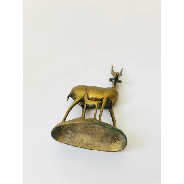 Large Vintage Brass Gazelle With Baby For Sale - Image 9 of 11