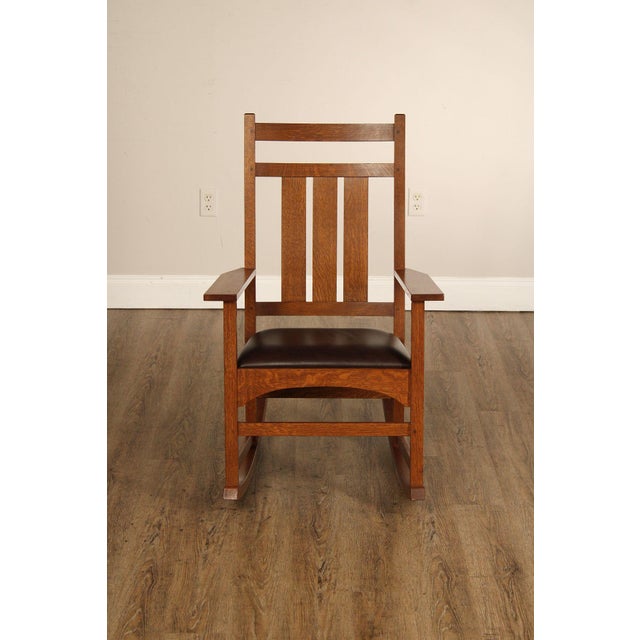 Stickley Mission Collection Harvey Ellis Oak Rocking Chair For Sale - Image 13 of 18