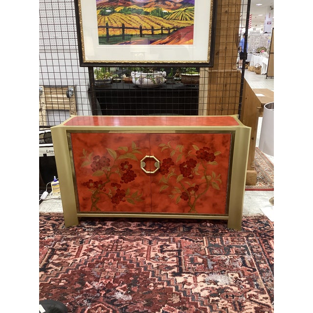 1970s Mastercraft Chinoiserie Faux-Tortoise and Brass Commode For Sale - Image 10 of 11