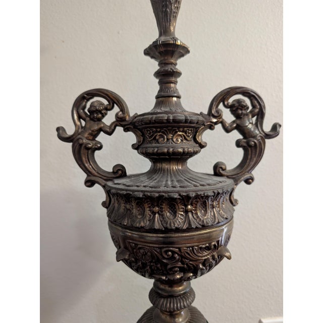 Late 19th Century Renaissance Revival Brass & Marble Table Lamp For Sale - Image 4 of 6