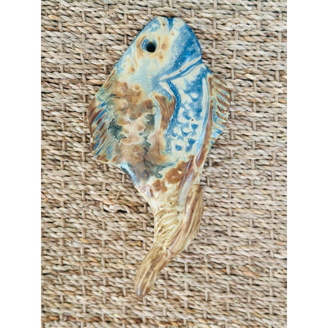 Folk Art Studio Pottery Clay Fish Wall Hook For Sale - Image 3 of 5