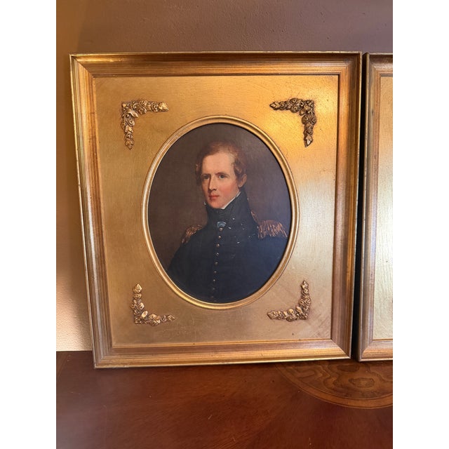 1940s Gold Framed Portraits: Thomas Sully "Major Biddle" & Anna Von Jagemann "Old Vienna" - A Pair For Sale - Image 4 of 16