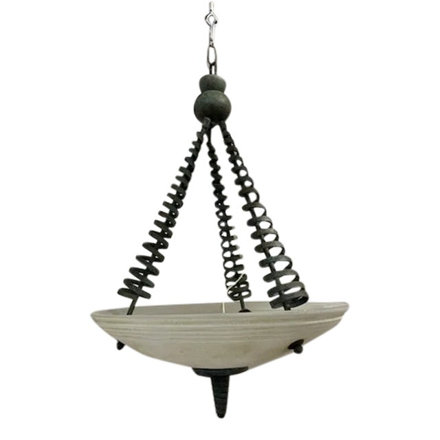 1980s Italian Scavo Glass Pendant Fixture For Sale