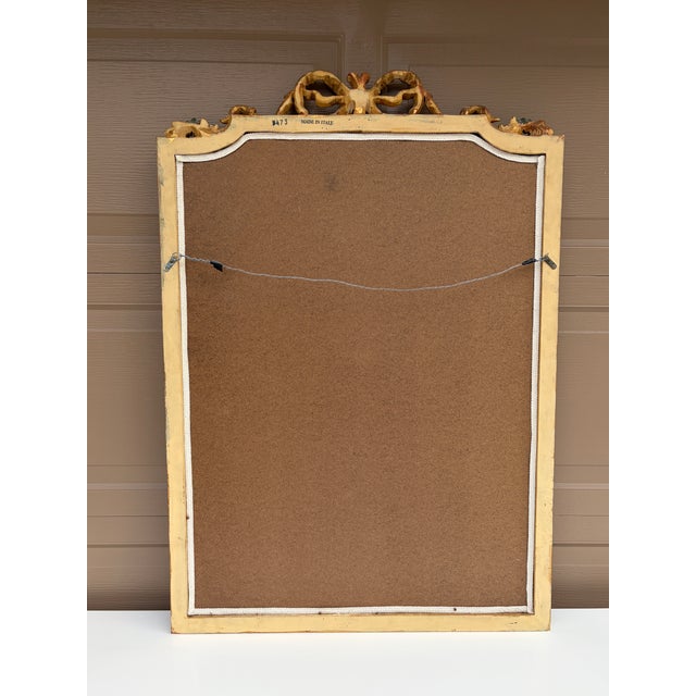 Late 20th Century Italian Giltwood Mirror With Blue Painted Details and Floral Swags For Sale - Image 11 of 12