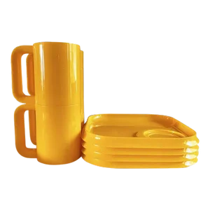 Vintage Snax Plates & Mugs by Ingrid of Chicago - 8 Pieces