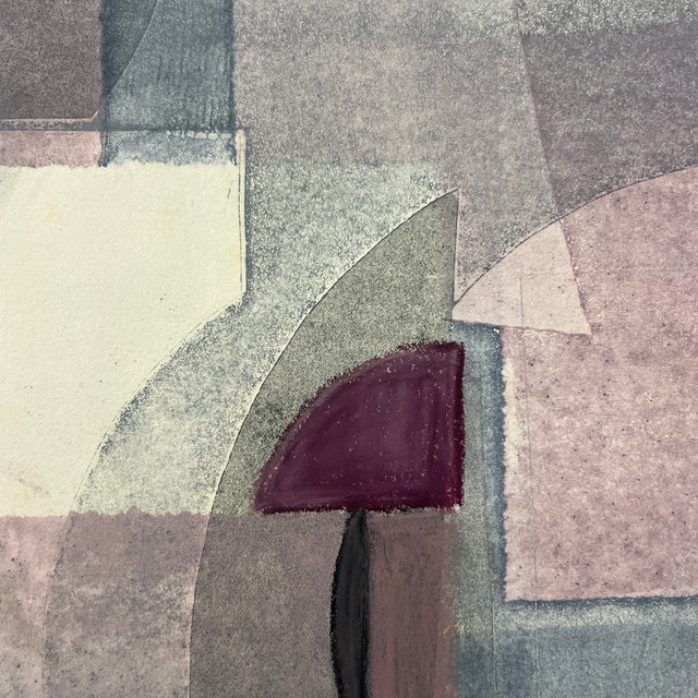 2020s Original Signed 2025 Mixed Media Pastel and Geometric Monotype Artwork, Unframed 18 X 24 For Sale - Image 5 of 6
