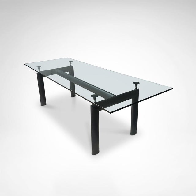 Black LC6 Glass and Metal Dining Table by Le Corbusier for Cassina, 1990s For Sale - Image 8 of 13