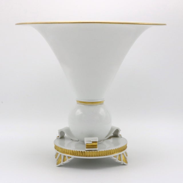 An Art Deco footed porcelain centerpiece by Rosenthal. White porcelain with gold accents. Stamped: Rosenthal Bavaria.
