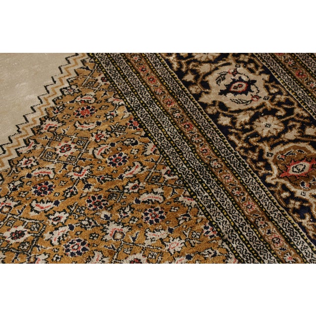 Hand-Knotted Vintage Persian Qum Rug in Beige-Brown Medallion Pattern For Sale In New York - Image 6 of 7