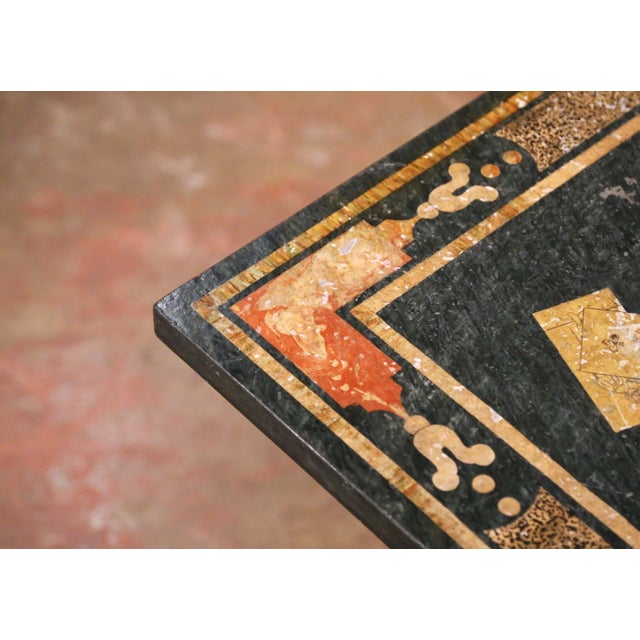 Black 19th Century French Louis XIII Walnut Coffee Table With Marble Inlay Top For Sale - Image 8 of 14