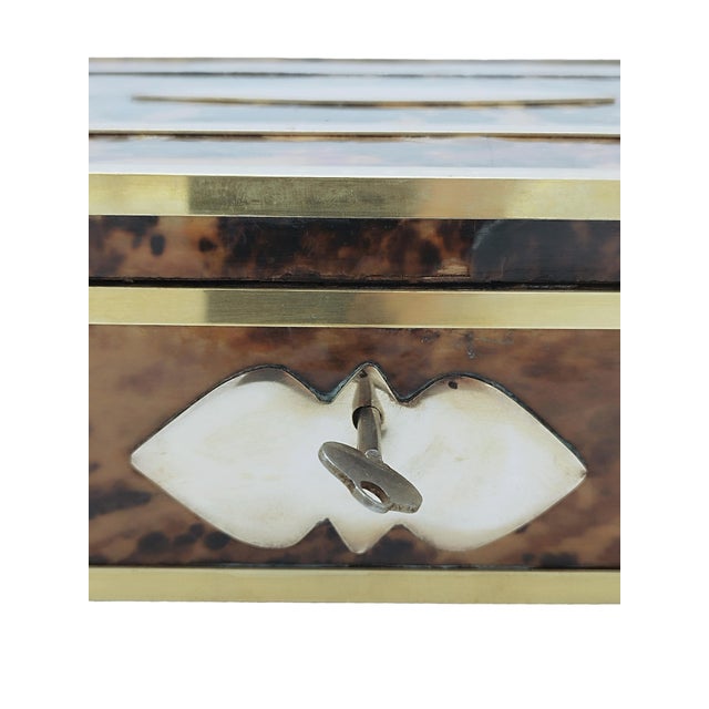 Wood and Brass Jewelry Box, 1950s For Sale - Image 13 of 14