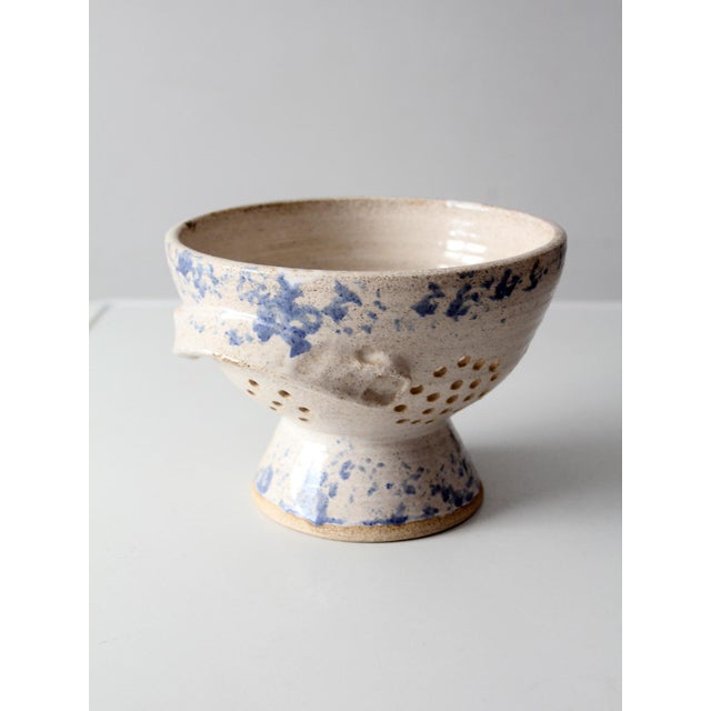 Vintage Handmade Studio Pottery Colander For Sale - Image 4 of 15