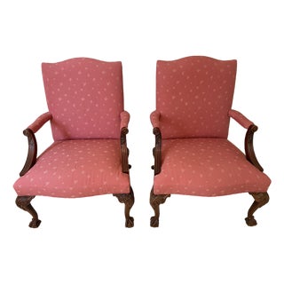 Pair of 2 Hickory Chair Gainsborough Mahogany Armchairs 1995 For Sale