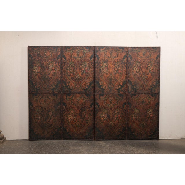 Wood Mid 20th Century Italian Leather Room Divider, 9.5' X 7' Tall For Sale - Image 7 of 13