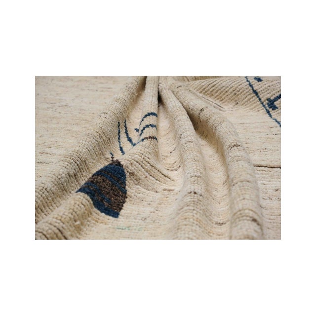 Neutral & Blue Modern Hand Knotted Rug For Sale In Los Angeles - Image 6 of 8