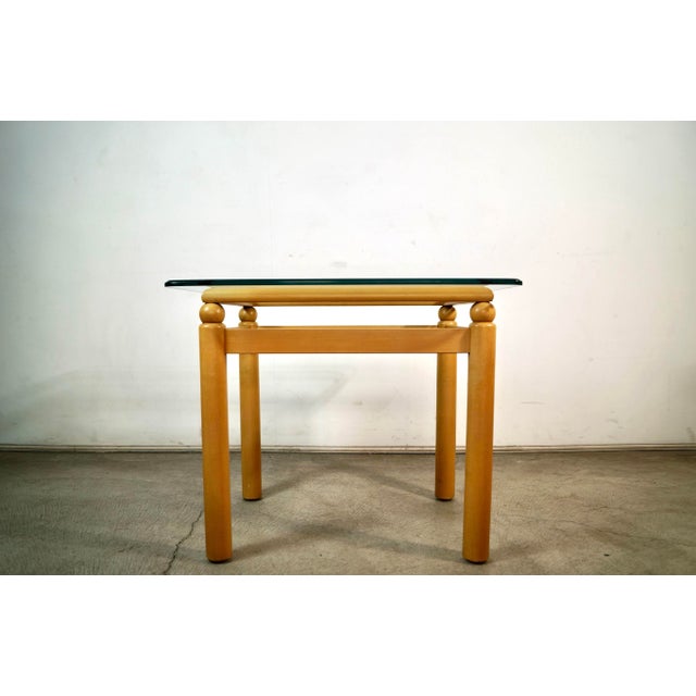 Ethan Allen 1990’s Postmodern Ethan Allen Solid Maple & Glass End Table For Sale - Image 4 of 12