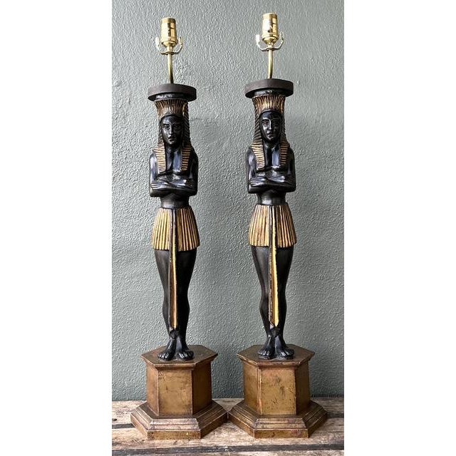 These monumental table lamps are a stunning tribute to the timeless allure of Egyptian Revival design. Expertly crafted as...