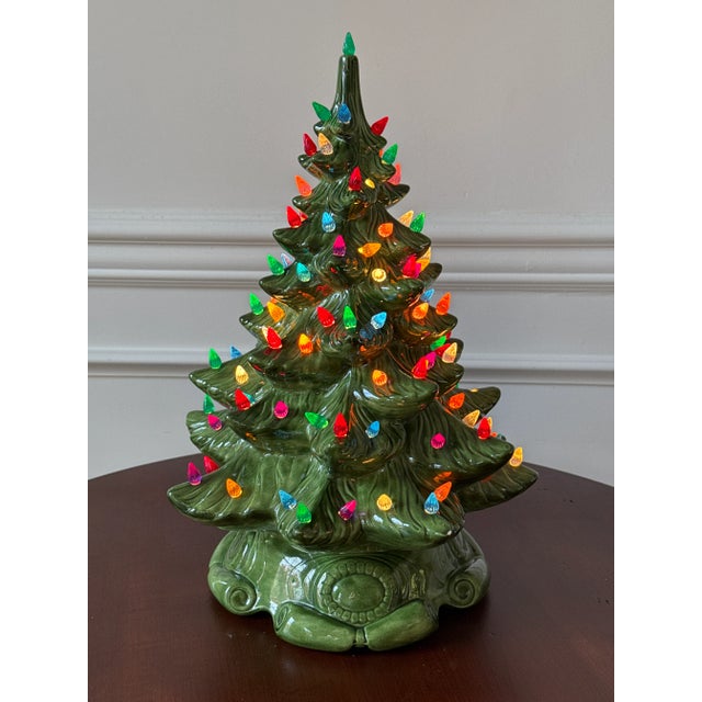 1970s Atlantic Mold Handmade Illuminated Ceramic Christmas Tree For Sale - Image 9 of 10