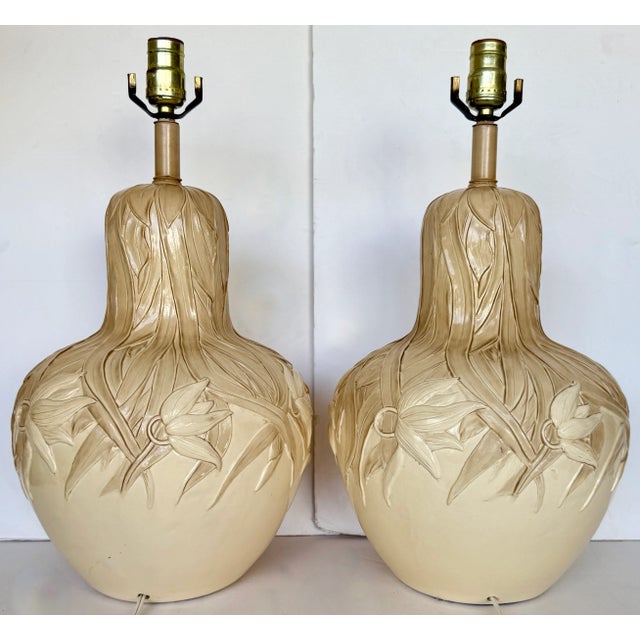 1960s Art Nouveau Style With Sculpted Floral & Leaf Pattern For Sale - Image 5 of 10