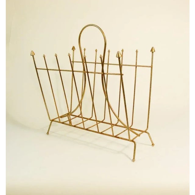 Metal 1960s Mid Century Modern Gold Magazine Rack For Sale - Image 7 of 7