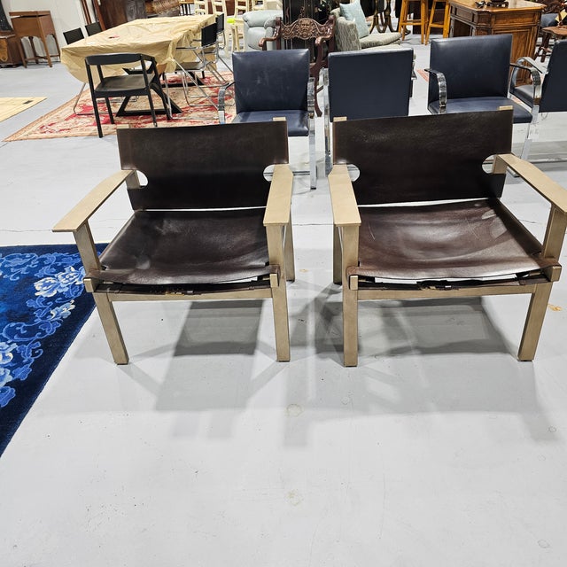 Pair of Bernhardt Aspen Leather Chairs For Sale - Image 6 of 7