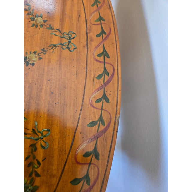 Wood Early 20th Century Edwardian Sheraton Revival Hand Painted Rolling Table For Sale - Image 7 of 9