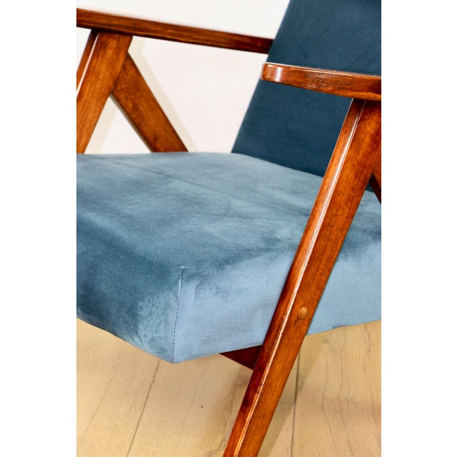 Vintage VAR B-310 Chair in Blue Sky Velvet and Wood, 1960s For Sale - Image 6 of 11